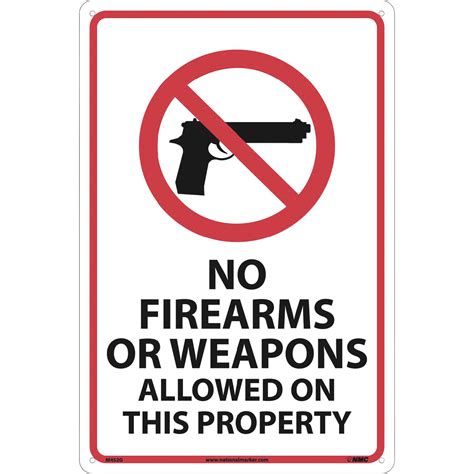 National Marker No Firearms Or Weapons Allowed On This