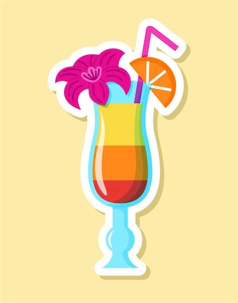 Premium Vector Vector Cocktail Sticker In Cartoon Style Isolated Multicolored Drink In Glass