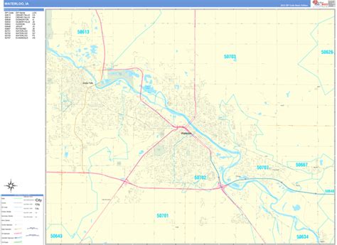 Waterloo Iowa Wall Map Basic Style By Marketmaps Mapsales