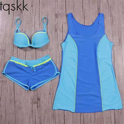 Tqskk 2019 Retro Vantage Padded Bikinis Dress Swimsuit Female Swimwear