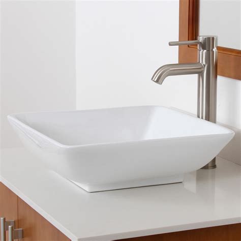 Elite Ceramic Square Bathroom Sink And Reviews Wayfair