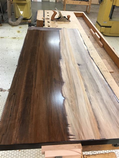 Make sure to give your wood stain a good shake. Had some drips at the far end of this sweetgum coffee ...