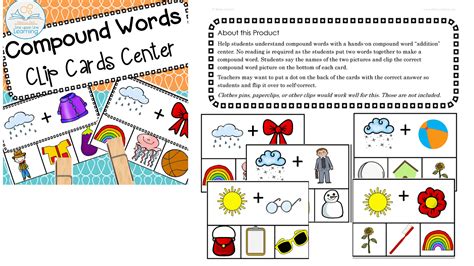 Compound Words Clip Cards Center Line Upon Line Learning