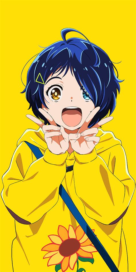Anime Girls Wonder Egg Priority Ai Ooto Heterochromia Blue Hair