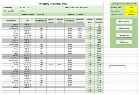 Ewidencja Czasu Pracy W Excel Jak Zrobi W Excelu