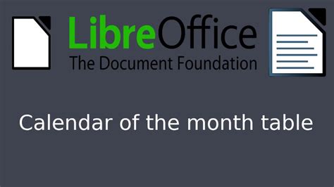 Libreoffice Writer Calendar Of The Month Table Format Quick Guide