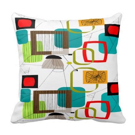 Mid Century Modern Pillow Rectangles And Circles I Zazzle Mid