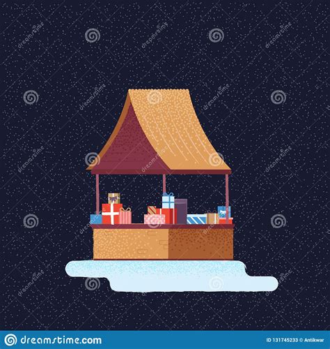 Christmas Market With Food And Hot Drinks Stock Vector Illustration