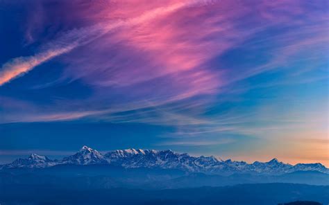 Download Wallpaper 2560x1600 Mountains Fog Sunset Clouds Landscape