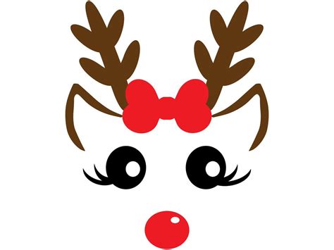 winter holiday christmas clip art girl reindeer face w etsy reindeer face christmas