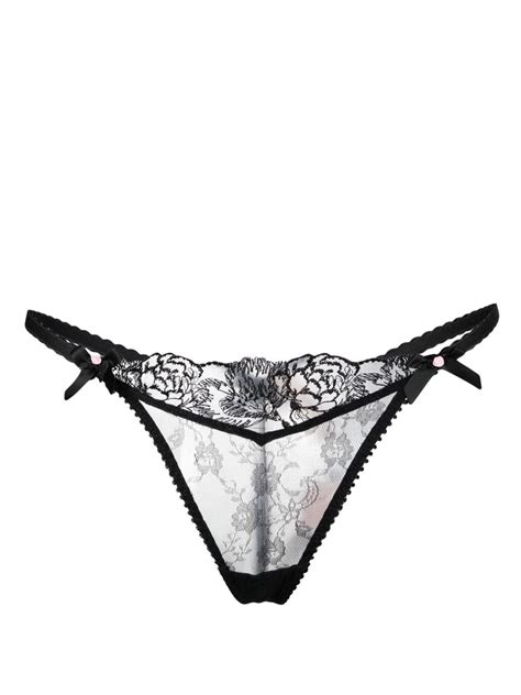Agent Provocateur Edwina Trixie Floral Lace Sheer Thong Farfetch