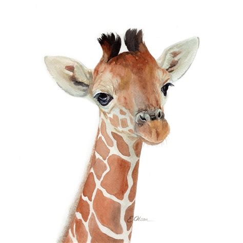 Watercolor Giraffe Baby Giraffe Nursery Wall Art Printable