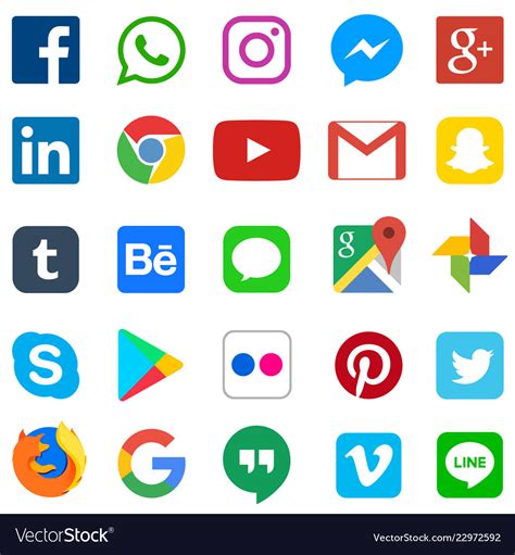 Social Media Icon For Facebook Whatsapp Skype Vector Image