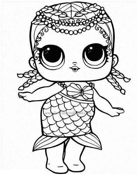 Mermaid Lol Doll Coloring Page - youngandtae.com | Unicorn coloring