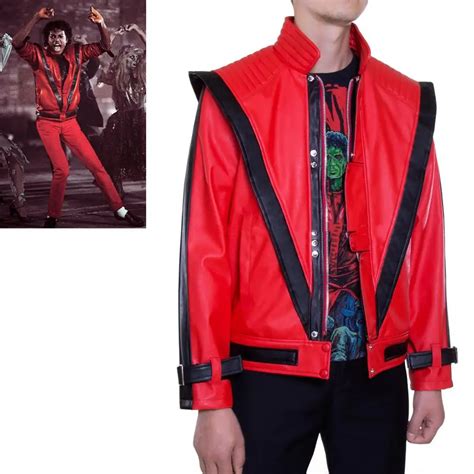 Red Leather Coat Michael Jackson Mj Thriller Mtv White Michael Jackson