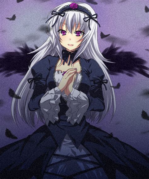 Futaba Suigintou Rozen Maiden Silver Hair S Dress Feathers Hair Ribbon Purple Eyes