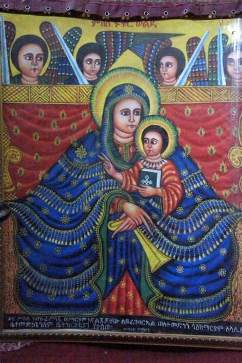 Large Celestial Coat Typical Ethiopian Orthodox Painting Of Mary And