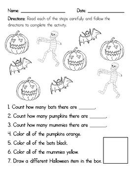 directions worksheets  special resources  special learners