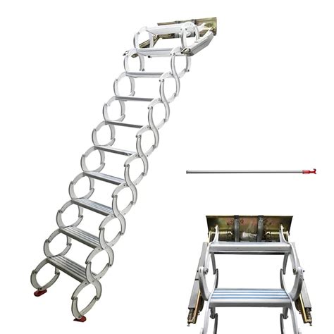 Intbuying Narrow Wall Mounted Attic Ladder 102 Steps Al Mg Alloy 82 9