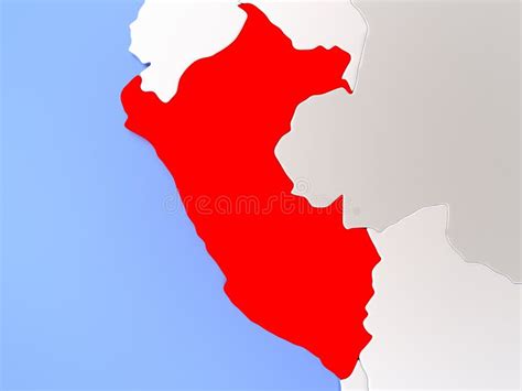 Perú En Rojo En Mapa Stock De Ilustración Ilustración De Fronteras
