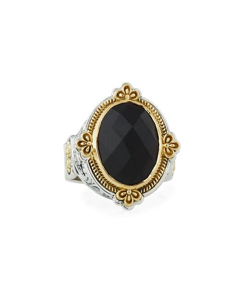 Konstantino Faceted Black Onyx Oval Ring Neiman Marcus