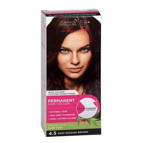 Pair with black eyeliner and mascara for a dark, rich overall look. DermaV10 Salon Fashion Hair Colour Deep Reddish Brown 1 ...