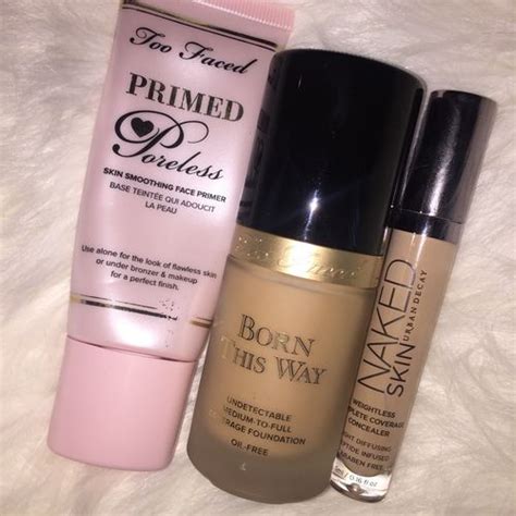 Too Faced Primed Poreless Primer Too Faced Born This Way Foundation Urban Decay Naked Skin