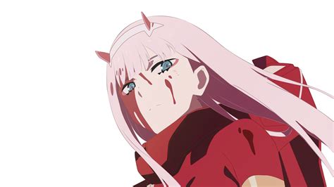 Darling In The Franxx Pink Hair Zero Two With Red Dress With Background