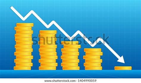 Decreasing Piles Coins Going Down Graph Stock Vector Royalty Free