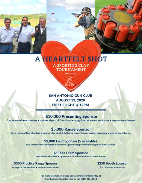Cedar creek sporting clays has registered shoots almost every month. 2020 San Antonio Sporting Clay Tournament - HeartGift