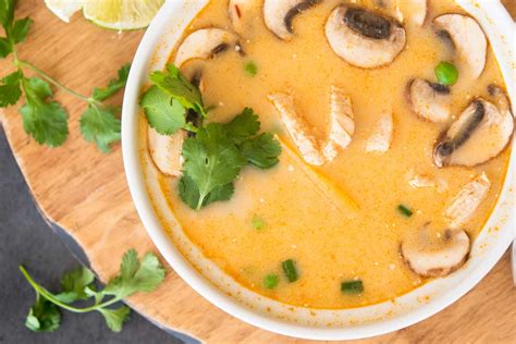 Traditional And Comforting Thai Coconut Soup Recipe Tom Kha Gai