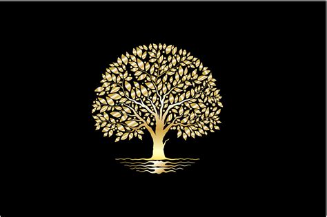 Golden Tree Logo With Circular Shape Gráfico Por Kareemov1000