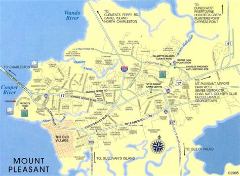 Mount Pleasant Sc Map Including The Old Village Mount Pleasant South