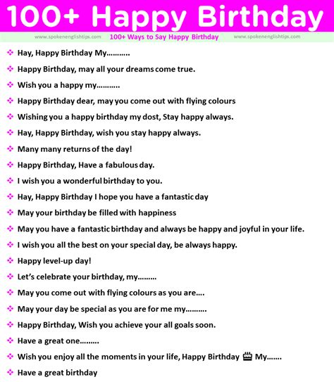 90 Another Way To Say Happy Birthday Spoken English Tips
