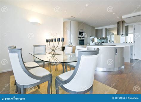 Ultra Modern Designer Kitchen With Dining Room Stock Image Image Of