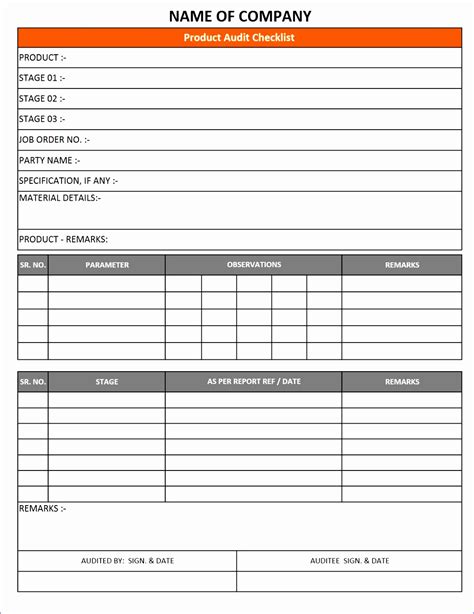 Free Audit Checklist Template Excel