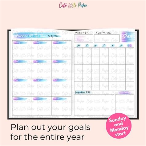 Monthly Goals Goals Planner Planner Calendar Printable Planner