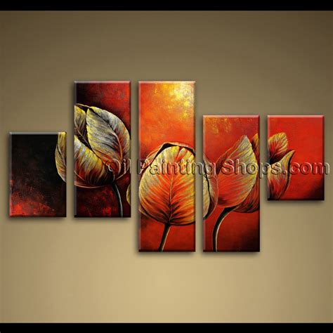 Large Canvas Painting Tulip Flowers Red Abstract Wall Art