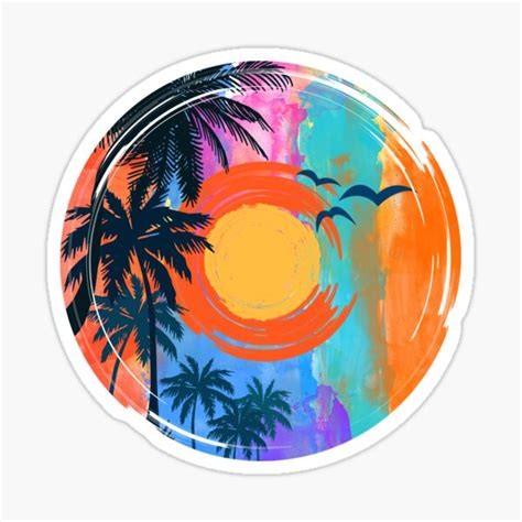 BEACH SUNSET BACKGROUND Sticker For Sale By Dolphinstyle Redbubble