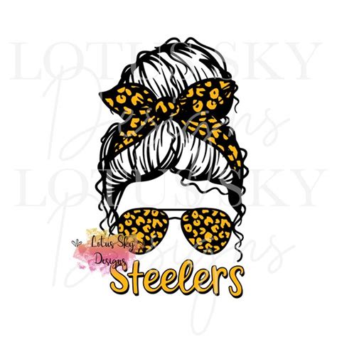 Steelers Leopard Messy Bun Instant Download Svg And Png Etsy
