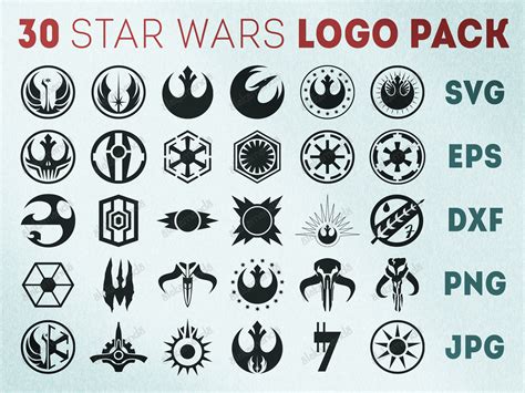 Star Wars Svg Logo Bundle Digital Downloadable Printable Svgeps Dxf