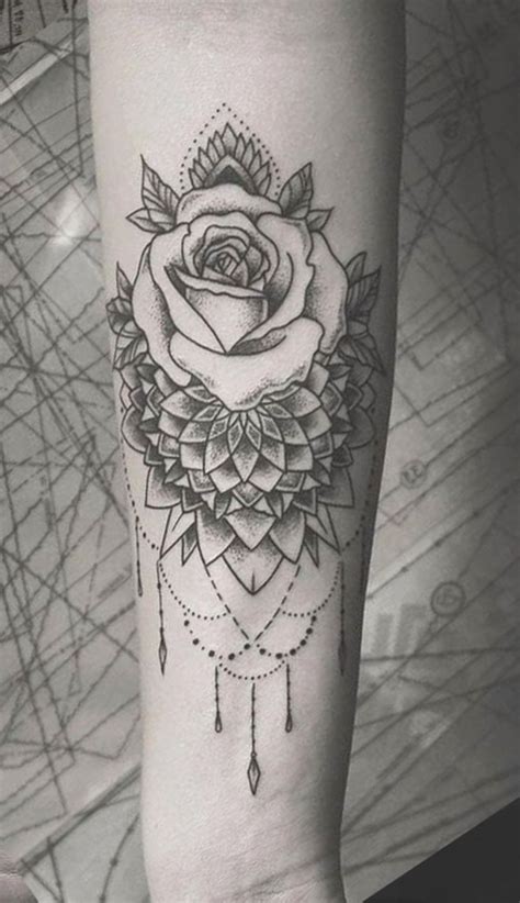 Boho Black Rose Chandelier Forearm Tattoo Ideas For Women