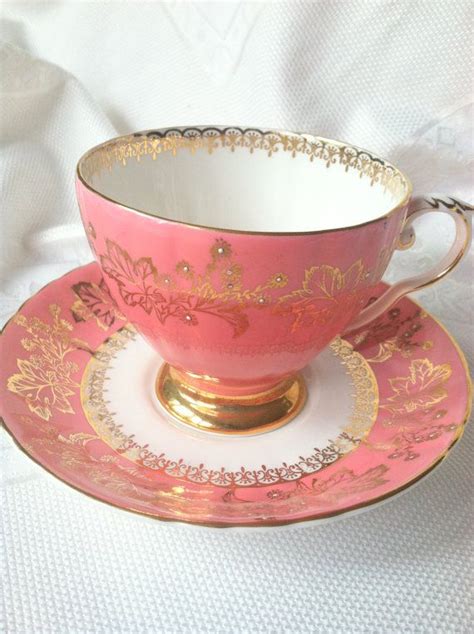 Antique Royal Grafton Fine Bone China Tea Cup And Saucer In Pink And