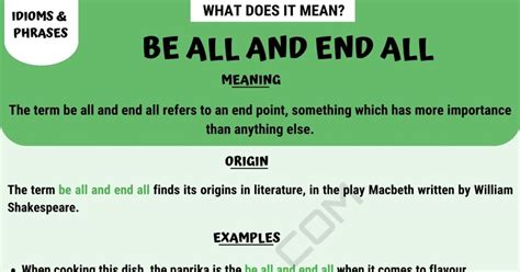 Be All And End All Meaning Origin And Helpful Conversation Examples