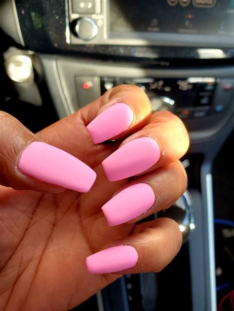 Avrylic Tips Pink Gel Polish With Matte Top Coat Acrylic Nails Nail