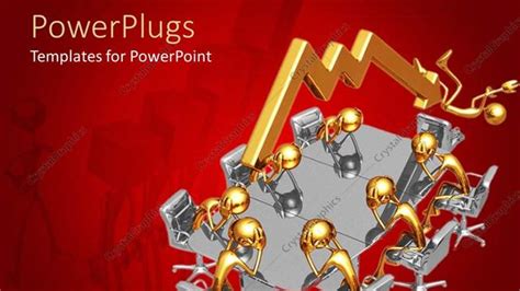 Powerpoint Template Seven Gold Figures Sit Around Chrome Conference