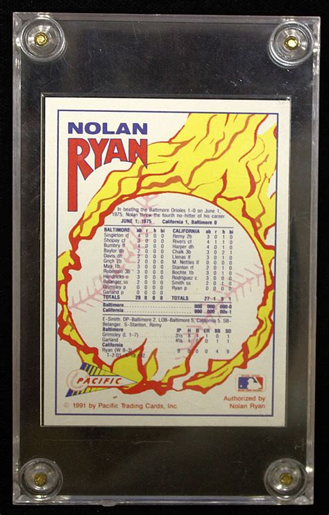 On august 29, 1989, nolan ryan cut down rickey henderson for his 5000th career strikeout. 1991 PACIFIC TRADING CARDS NOLAN RYAN CARD