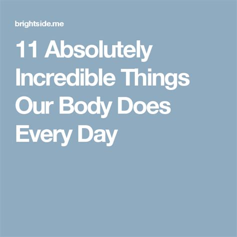 11 Absolutely Incredible Things Our Body Does Every Day Human Body