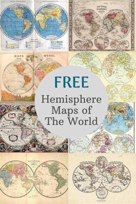 A Stunning Collection Of Vintage Hemisphere Maps Of The World Western