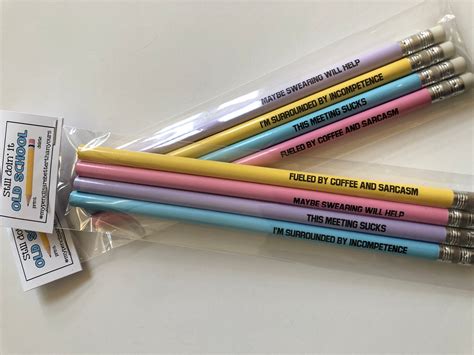Set Of 4 Funny Pencils Mildly Rude Prank Work Pencil Sets Etsy